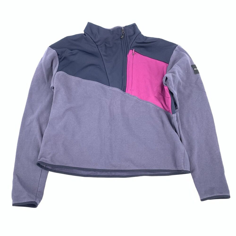 Columbia Half Zip Pullover Mock Neck Sweatshirt Size Large Womens Purple Pink L